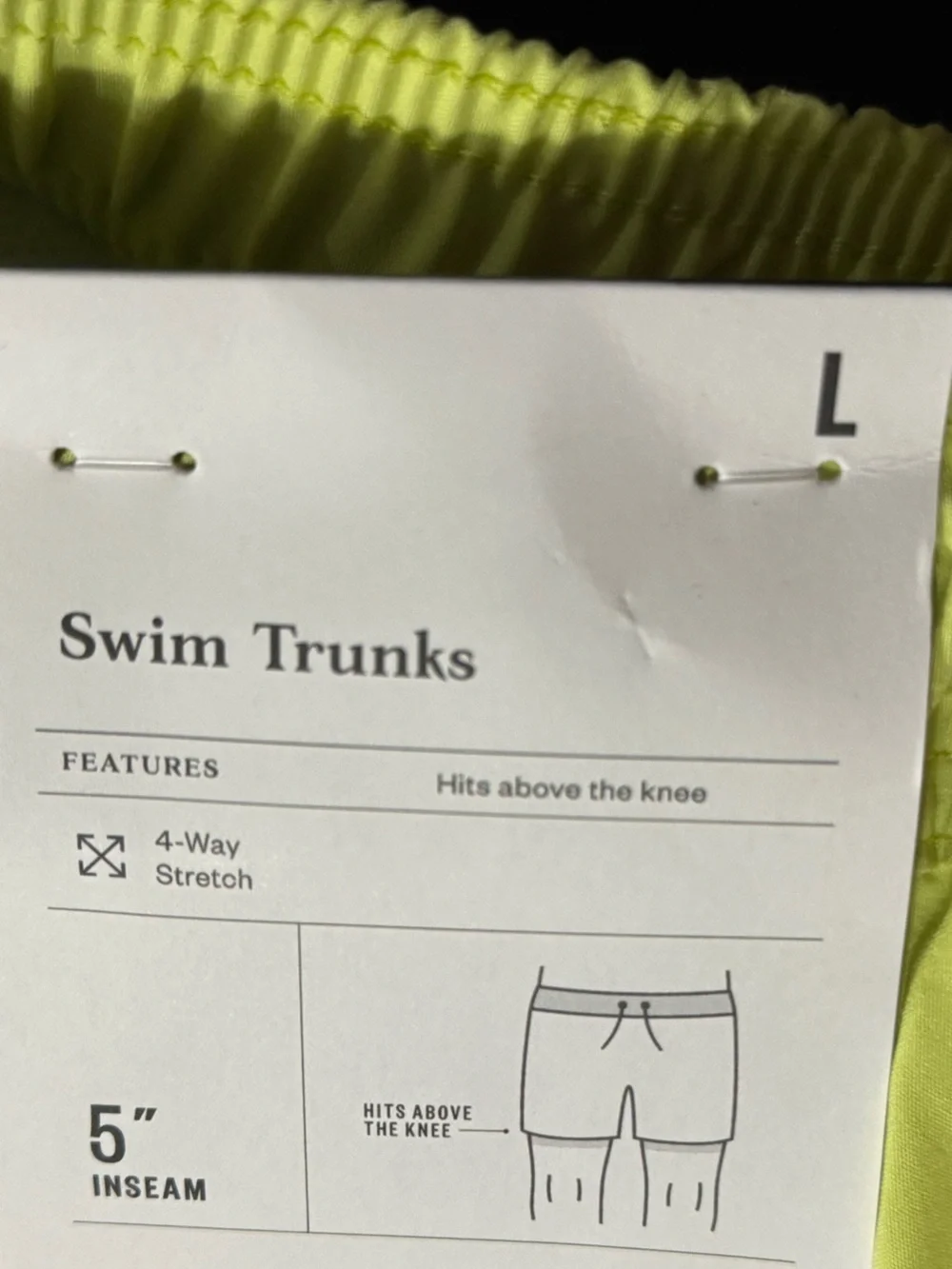 Goodfellow & Co 5” Neon Green Swim Trunks With Liner NWT